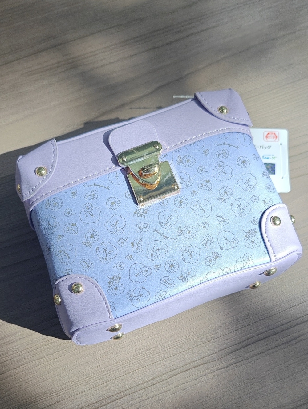 Sumikkogurashi Lavender Mini Trunk Bag with Floral Character Print